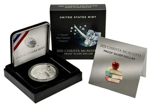 2021 Christa McAuliffe Proof Silver Commemorative Dollar OGP - Picture 1 of 9