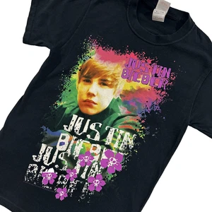 Justin Bieber Grafik T-Shirt My World Tour 2010 doppelseitiges Shirt Erwachsene Größe Small - Bild 1 von 11