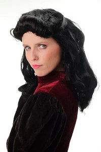 Damenperücke Karneval Schwarz lang Tolle Biedermeier Südstaaten Rockabilly 50s - Bild 1 von 4
