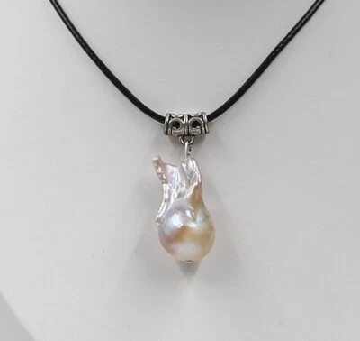 Classic Natural Pink Keshi baroque 14.1x14.4x25.2mm kasumi pearl necklace - Image 1 of 4