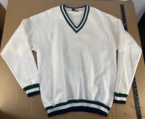 Vintage New NOS Ribbed Cotton V Neck Tennis Golf Sweatshirt Preppy Country Club - Picture 1 of 9