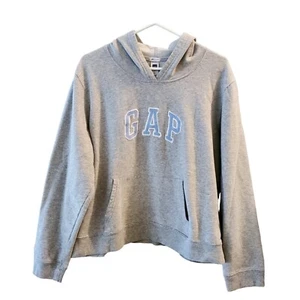 Sudadera con capucha gris suave Gap para mujer manga larga pulóver deletreado talla XL  - Imagen 1 de 8