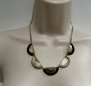 Ladies Gold & Black Pendant /chain Necklace - Picture 1 of 6
