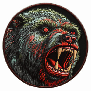 Grizzly Bear Patch Iron-on Applique Zombie Wild Animal Badge Mutated Apocalypse 
