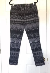 Women's Newport News Black & Gray Printed Stretch Skinny Pants Size 6 New - Picture 1 of 5