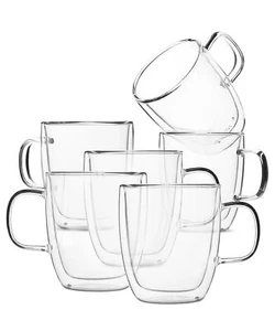 BTaT- Double Wall Glass Coffee Mugs, 12 oz, Set of 6, Double Glass Coffee Cup... - Picture 1 of 6