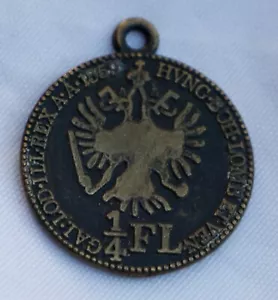 1859 Austria Cuarto Florín Doble Cara Dije Ficha - Imagen 1 de 2