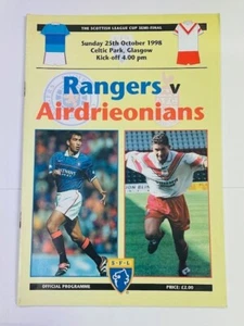1998/99 RANGERS V AIRDRIEONIANS 25-10-1998 SCOTTISH LEAGUE CUP SEMI-FINAL - Picture 1 of 1