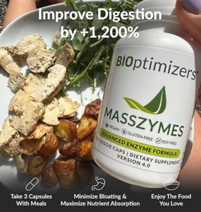 BIOptimizers MassZymes Digestive Enzymes Supplement Nutrient Absorption 30 Caps - Picture 1 of 10