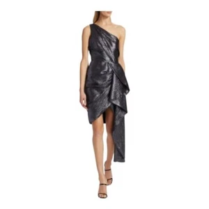 Pamella Roland Metallic One Shoulder asymmetrisches Cocktailkleid Größe 6 - Bild 1 von 10