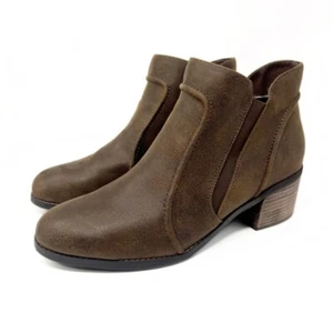 Bella Vita Kenzie Ankle Booties Side Zip Womens 12M Brown Boots Distressed Heel - Picture 1 of 10