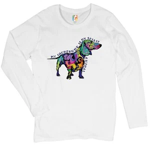 My Dachshund is My Spirit Animal Women's Long Sleeve T-shirt Puppy Dog Lover - Picture 1 of 29