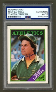 Tony LaRussa Signed 1988 Topps Card #344 (PSA) Manager Oakland Athletics Auto - Picture 1 of 2
