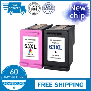 2 Pk 63XL Ink Cartridges for HP Officejet 4652 3830 3833 4654 Deskjet 2132 3630. - Picture 1 of 8