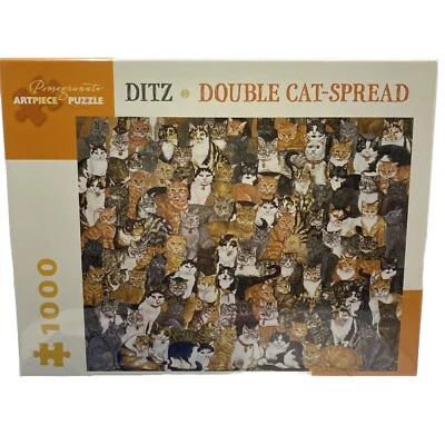 Ditz Double Cat-Spread, Pomegranate Art 1000 Piece puzzle Item Jigsaw Cats 25X20 - Image 1 of 4