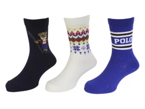 Polo Ralph Lauren Toddler/Little/Big Boy's 3-Pairs Ski Bear Crew Socks - Picture 1 of 4