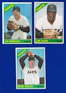 LOTE 3 GIGANTES 1966 TOPPS #295 395 61 VGEX JIM HART LEN GABRIELSON BOB BOLIN - Imagen 1 de 2