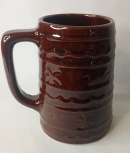 Vintage Marcrest Daisy Punkte Becher Bier Steinzeug Keramik braun USA mit Griff - Bild 1 von 12