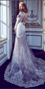 Calla Blanche Janice Wedding Dress 14 Ivory Illusion Sexy Lace 17248 $2200 - Picture 1 of 17