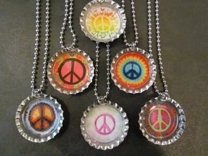 Tie Dye / Peace Sign / necklaces /6 party favors / birthday / Easter egg fillers - Picture 1 of 1