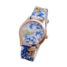 Fashion Women's Watch Silicone Printed Flower Quartz Analog Wrist Watches