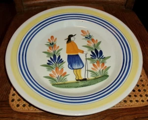 Vintage Henriot Quimper Serving Platter French Faience Man Signed 12-3/8" 457 SO - Picture 1 of 4
