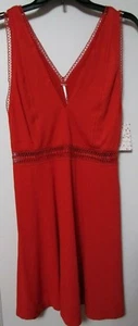 NWT Women's FREE PEOPLE Orange/Red V-Neck Sleeveless Dress Size 10 - MSRP $98 - Picture 1 of 2