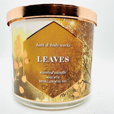 BATH & BODY WORKS WHITE BARN LEAVES 3-WICK SCENTED CANDLE 14.5 OZ NEW! - Image 1 of 4