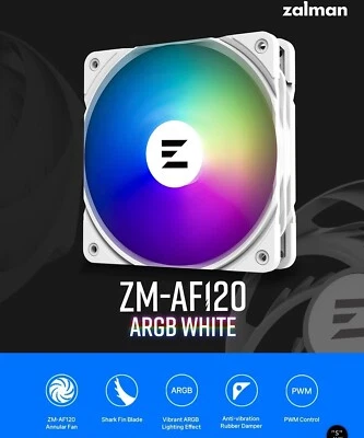 ZALMAN PC FAN ZM-AF120 / PWM ARGB LED White 120 mm PC Case fan/ System Cooler - Image 1 of 4