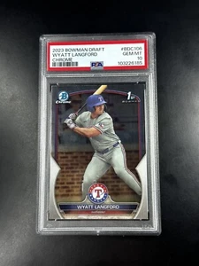 2023 Bowman Draft Wyatt Langford Chrome 1st PSA 10 Texas Rangers - Picture 1 of 2