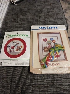 Vintage Needle Craft Cross Stitch Teddy Bear - Picture 1 of 6