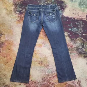 MEK Denim Jeans Womens Size 28 Blue Flap Pocket Logo Y2K Bootcut Ladies - Picture 1 of 4