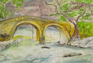 KILLARNEY Old Weir Bridge Ireland Irish Watercolor Painting 9x12.5 Sullivan - Picture 1 of 3