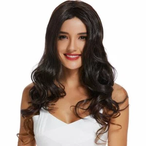 Dark Brown Long Curly Wave Wig For Women, Synthetic heat resistant 23 inches - Picture 1 of 5