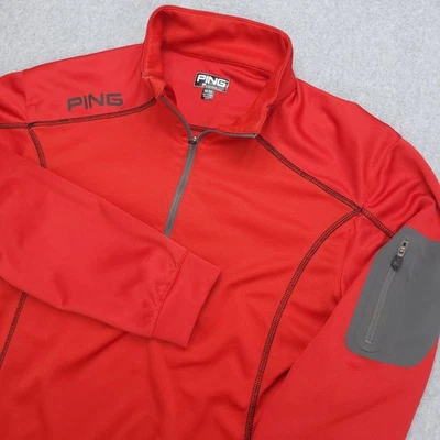 PING Performance Golf 1/4 Zip Pullover Men's M Red Long Sleeve Shirt - Image 1 of 4