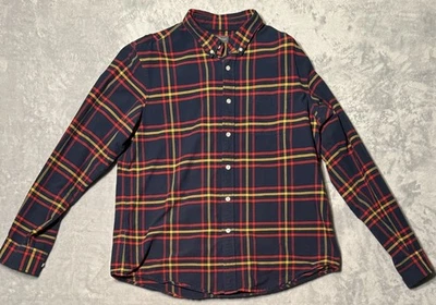 LL Bean Signature Flannel Large Shirt Mens L Slim Fit Blue Red Yellow Plaid EUC - Image 1 of 4