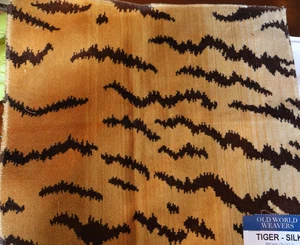 New SCALAMANDRE DESIGNER FABRIC SAMPLE Old World Silk Tiger Brown Gold 12"x 14" - Picture 1 of 5