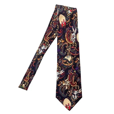 Corbata vintage Looney Tunes Mania 1994 seda novedad cachemira bugs conejito Foto 1 de 4