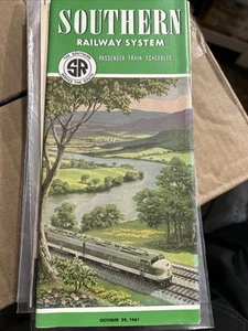 October 29 1961 Southern Railway Passenger Train Schedule Time Table - Picture 1 of 8