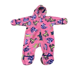 Vintage Columbia Fleece Wimpelkette 6-12 Monate rosa Tiere weich warm Schneeanzug - Bild 1 von 12