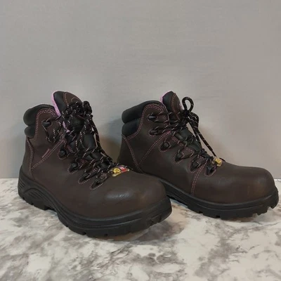 Avenger Women's Framer Brown/Pink Waterproof Composite Toe Work Boots Size 10M - Image 1 of 4