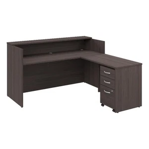 Arrive 72W x 72D L Reception Desk with Drawers in Storm Gray - Engineered Wood - Picture 1 of 11