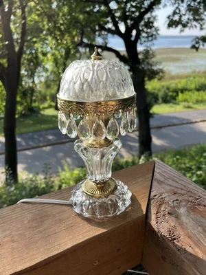 Linda Lâmpada Vintage Art Deco Michelotti Cristal Boudoir Salão Luz 10”w Prismas - Imagem 1 de 4