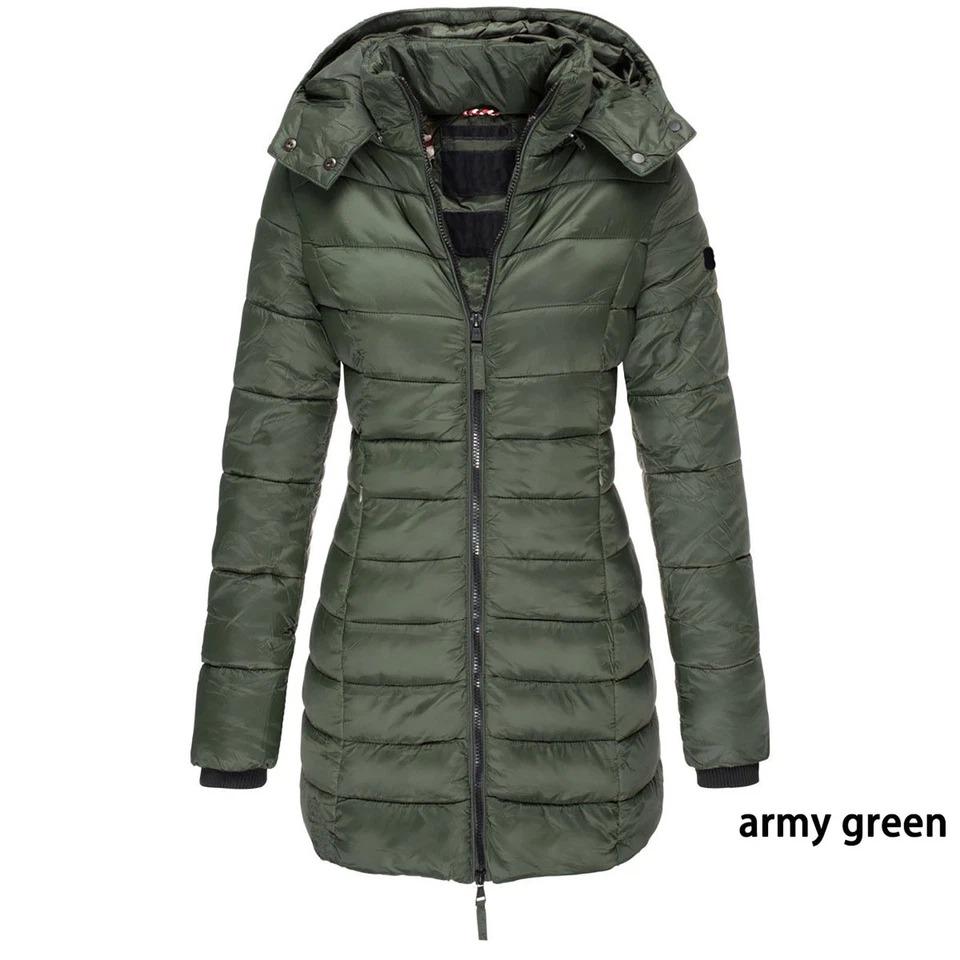 MARKENLOS Damen Steppjacke Lange Übergangsjacke Für Herbst Und Winter Parka Mantel