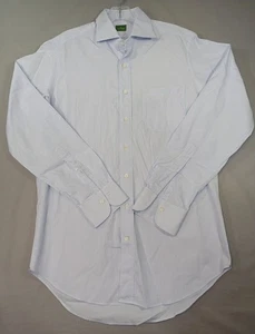 Sid Mashburn Shirt Mens 15 34 Blue White Check Long Sleeve Button Up Classic - Picture 1 of 7