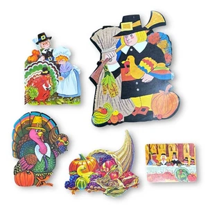 c.1969 Erntedankfest gestanzte Dekorationen Pilger Truthahn Füllhorn Fest Menge 5 - Bild 1 von 19