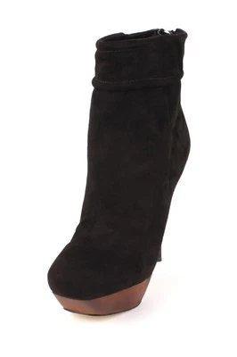 L.A.M.B. BLAZON Botín de Cuero Marrón Stiletto Tacones Altos Plataforma CORDERO NUEVO Foto 1 de 4