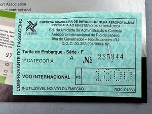 BRITISH AIRWAYS FLUGTICKET BRASILIEN RIO FLUGHAFEN ABFLUG STEUER EINNAHMEN STEMPEL - Bild 1 von 6