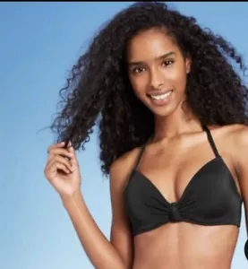 Top de bikini para mujer ligeramente forrado frente torcido - sombra y orilla - negro - 36B - Imagen 1 de 2