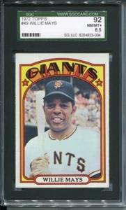 1972 Topps Baseball # 49 Willie Mays (NM-MT+) SGC 8.5 - Picture 1 of 2